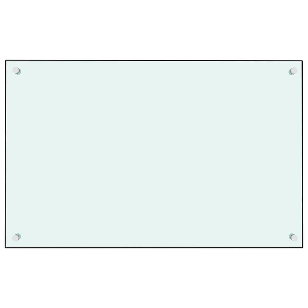 vidaXL köögi pritsmekaitse, valge, 80 x 50 cm, karastatud klaas