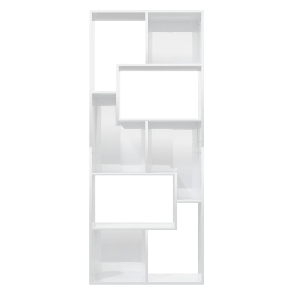 vidaXL raamaturiiul, kõrgläikega valge 67 x 24 x 161 cm puitlaastplaat