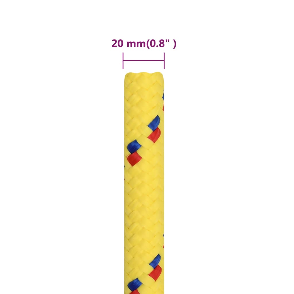 vidaXL paadiköis, kollane, 20 mm, 50 m, polüpropüleen