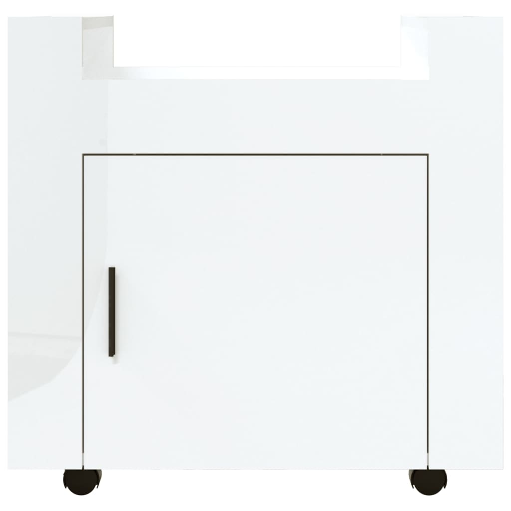 vidaXL lauakäru, kõrgläikega, valge 60x45x60 cm tehispuit