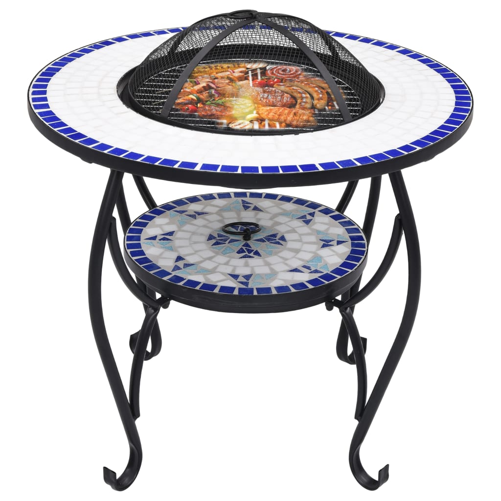 vidaXL tuleasemega laud, sinine ja valge, 68 cm, keraamiline