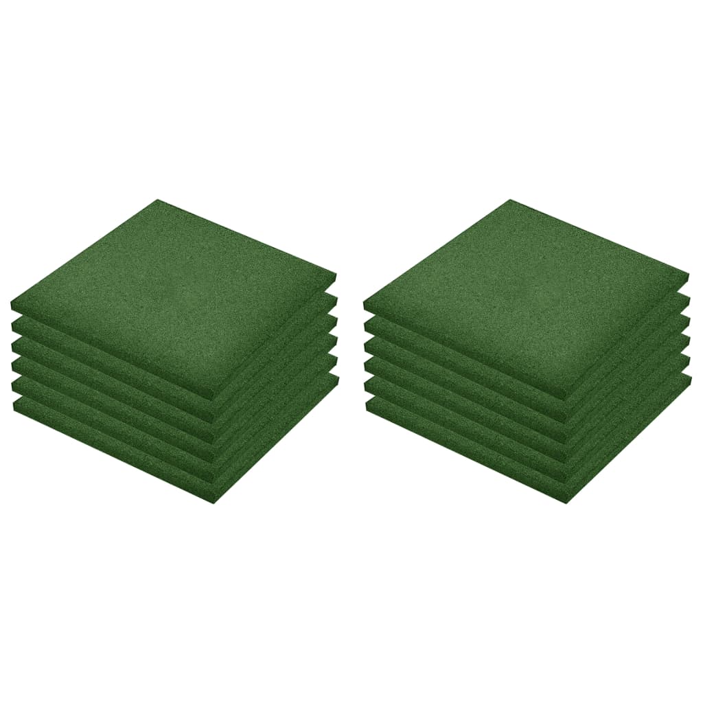 vidaXL põrandakaitsematid, 12 tk, kumm, 50 x 50 x 3 cm, roheline