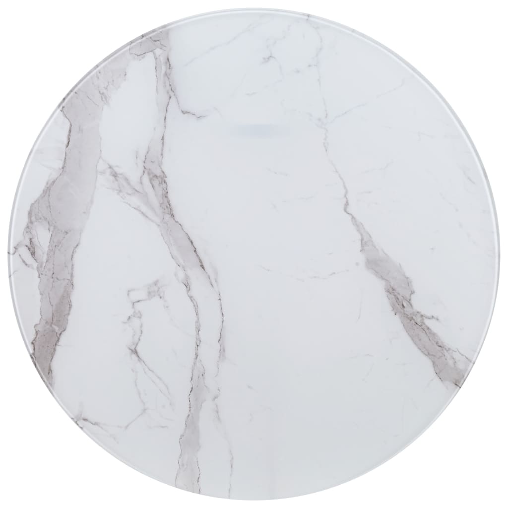 vidaXL lauaplaat valge, Ø 80 cm, marmoritekstuuriga klaas