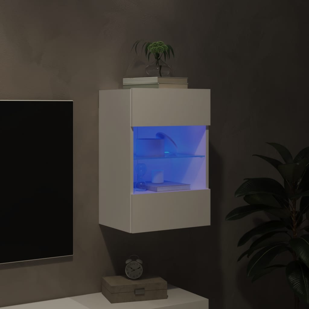 vidaXL teleri seinakapp LED-tuledega, valge, 40 x 30 x 60,5 cm