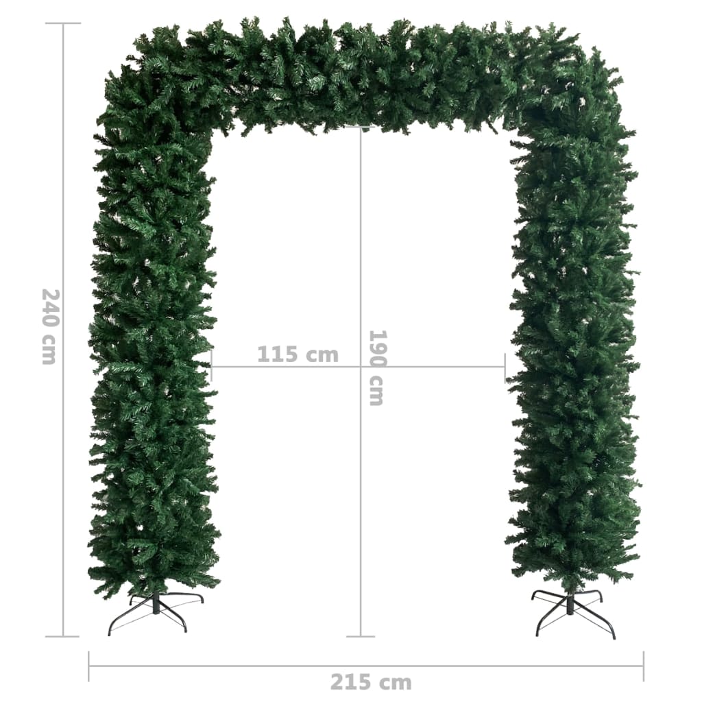 vidaXL jõulupuu kaar LEDide ja kuulidega, roheline, 240 cm