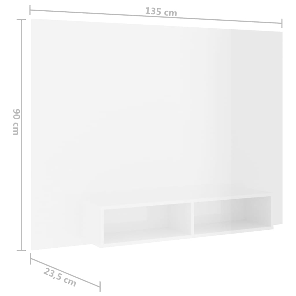 vidaXL TV-seinariiul, kõrgläikega valge 135x23,5x90 cm, puitlaastplaat