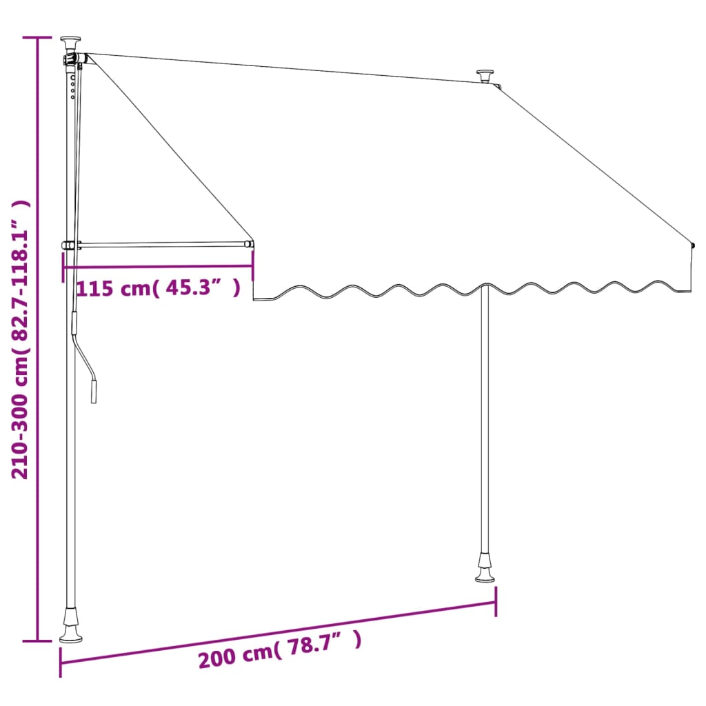 vidaXL sissetõmmatav varikatus, kreemjas, 200x150 cm, kangas/teras