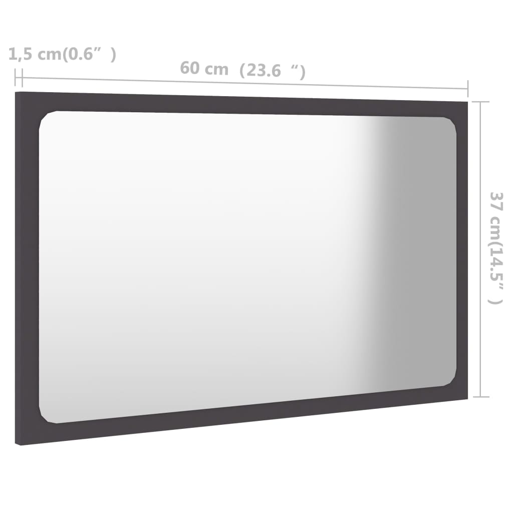vidaXL vannitoa peegel, hall, 60 x 1,5 x 37 cm, puitlaastplaat