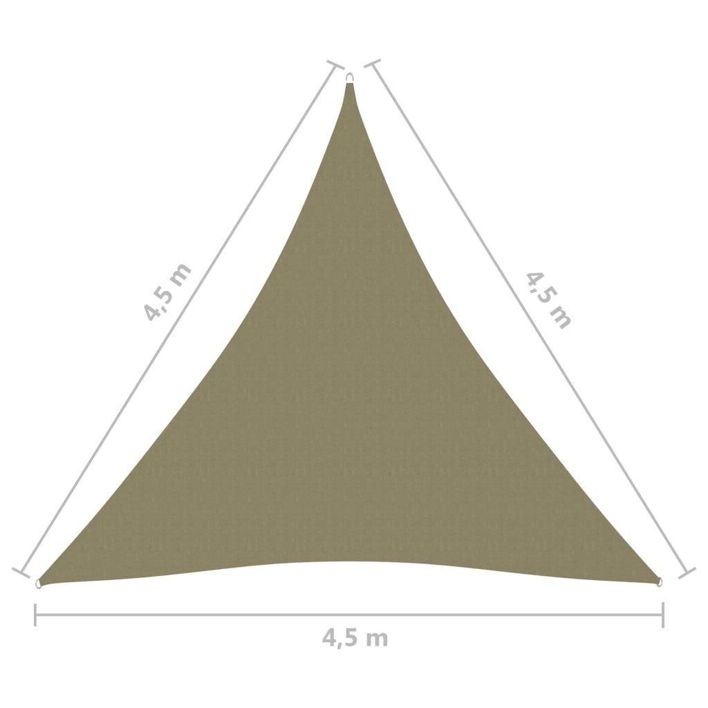 vidaXL päikesepuri, oxford-kangast, kolmnurkne, 4,5x4,5x4,5 m, beež