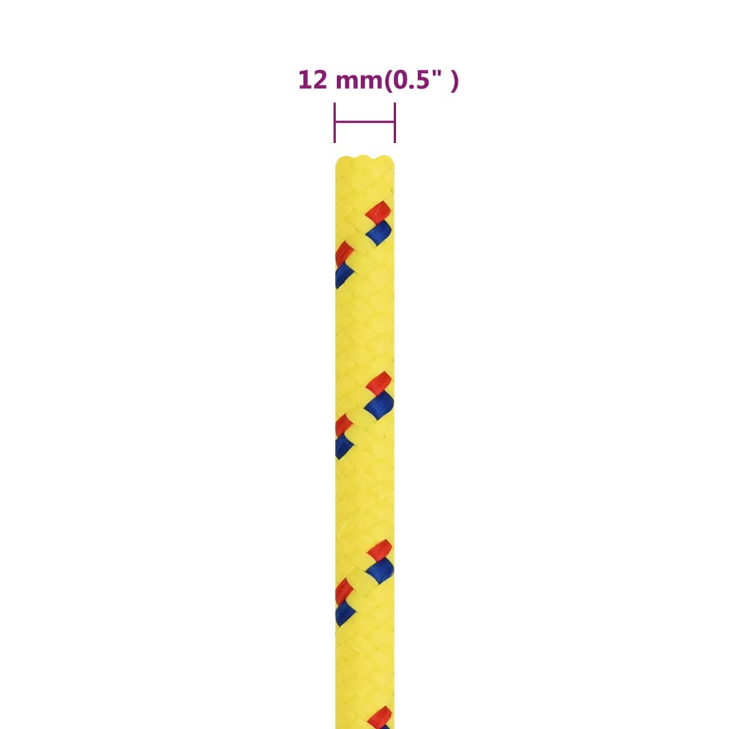 vidaXL paadiköis, kollane, 12 mm, 25 m, polüpropüleen