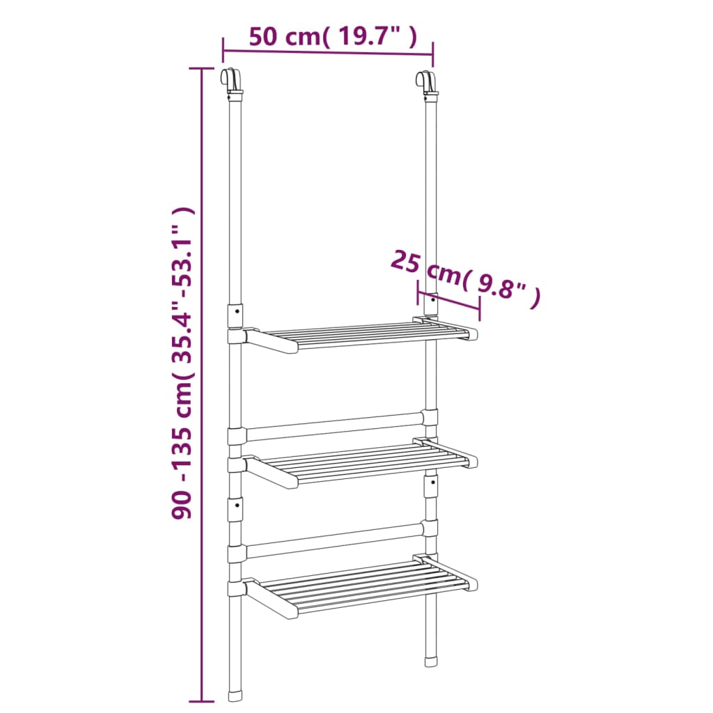 vidaXL 3-korruseline rippuv pesukuivatusrest, alumiinium