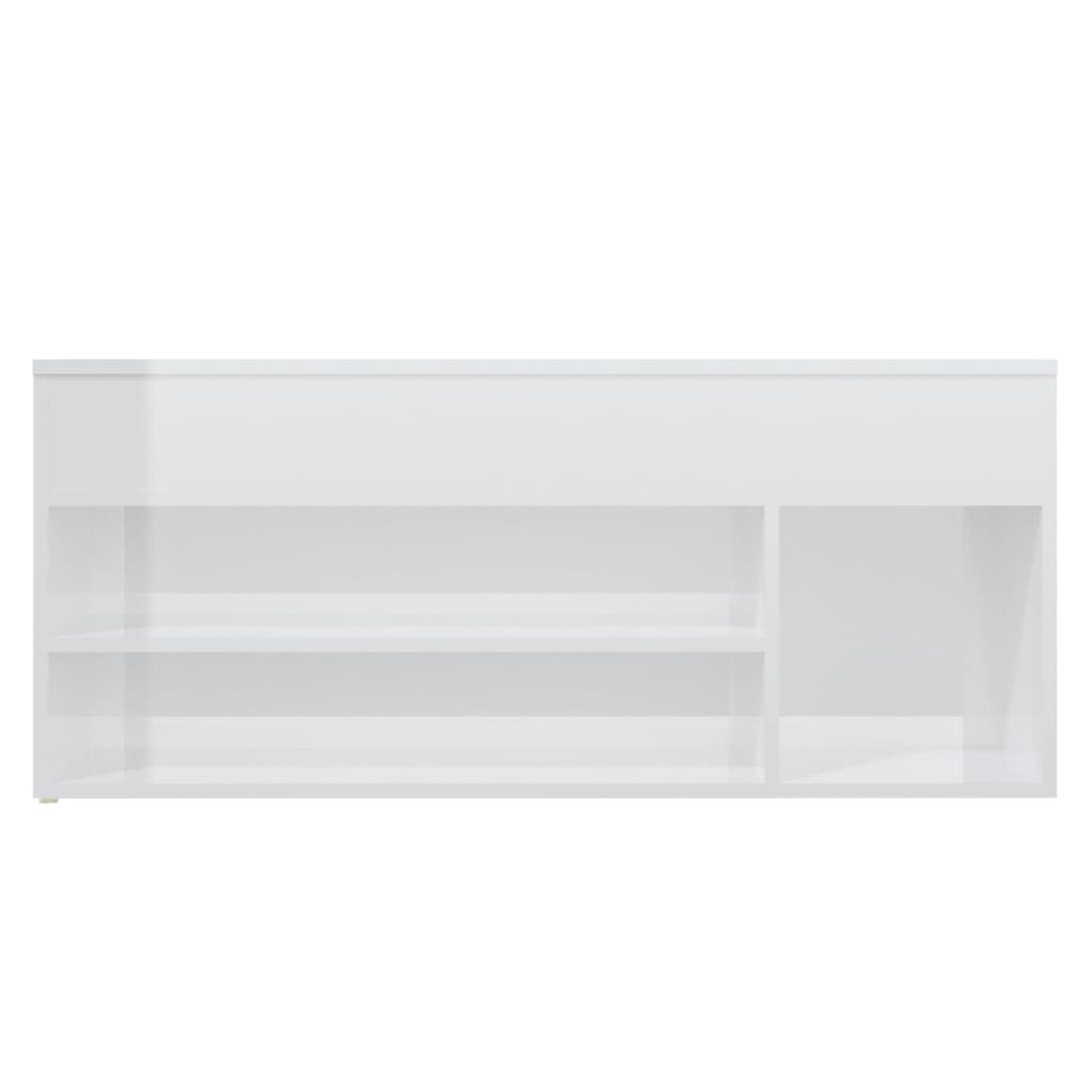vidaXL jalatsipink, kõrgläikega valge, 105 x 30 x 45 cm, puitlaastplaat