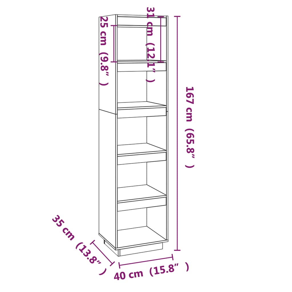 vidaXL raamaturiiul/ruumijagaja, 40x35x167 cm, täismännipuit
