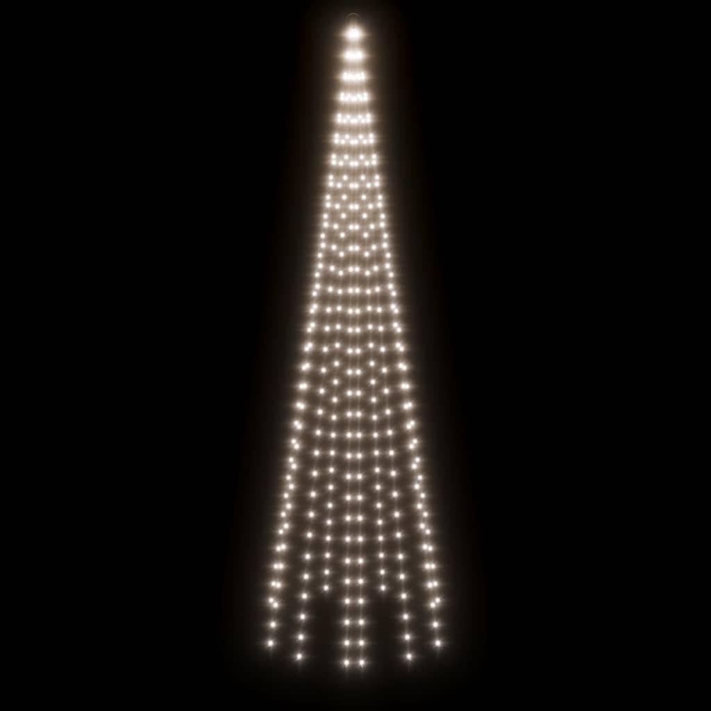 vidaXL jõulupuu vaiaga, külm valge, 310 LEDi, 300 cm