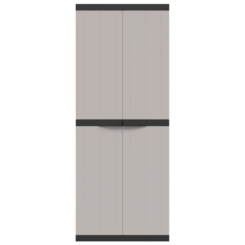 vidaXL õue hoiukapp, hall ja must, 65 x 37 x 165 cm, PP