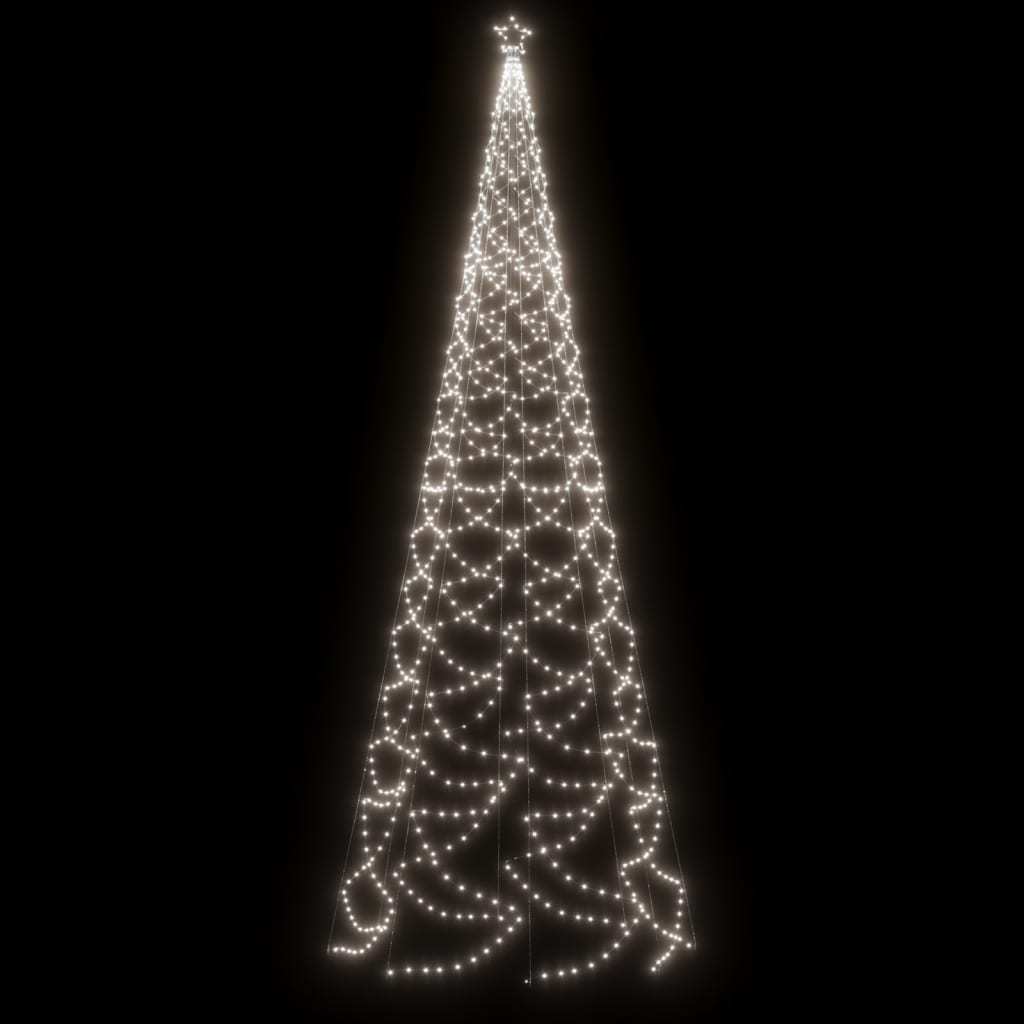 vidaXL jõulupuu metallist postiga, 1400 LEDi, külm valge, 5 m