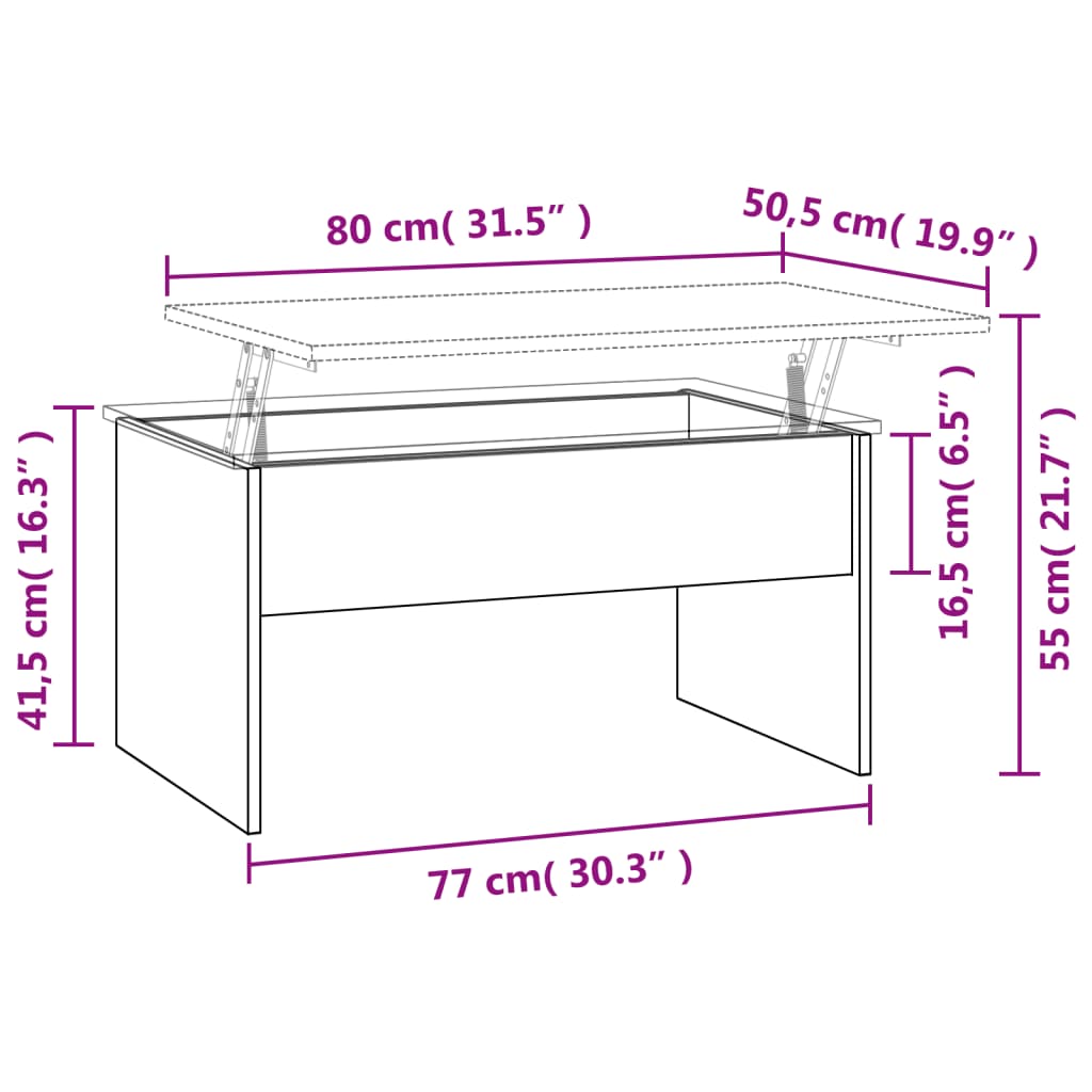 vidaXL kohvilaud, kõrgläikega valge, 80x50,5x41,5 cm, tehispuit