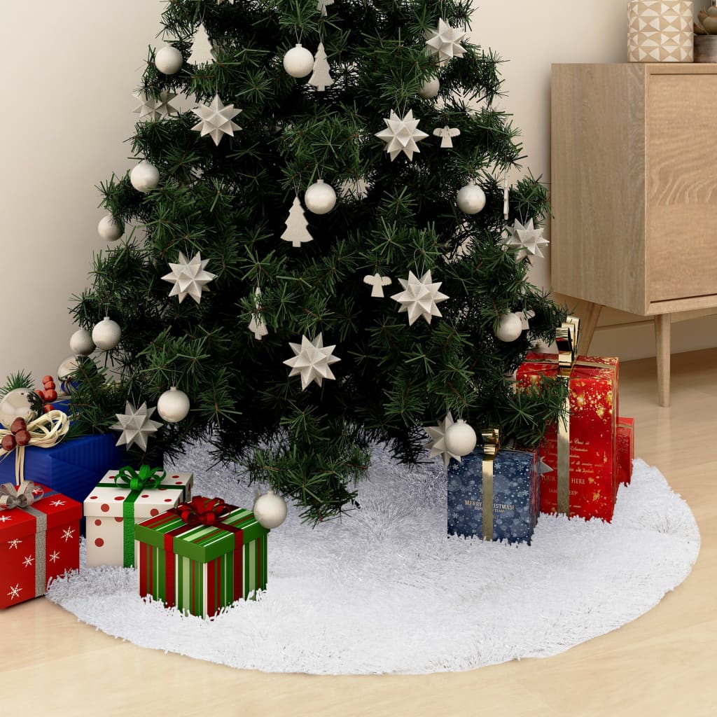vidaXL jõulupuu alune lina, valge, 90 cm, kunstkarusnahk