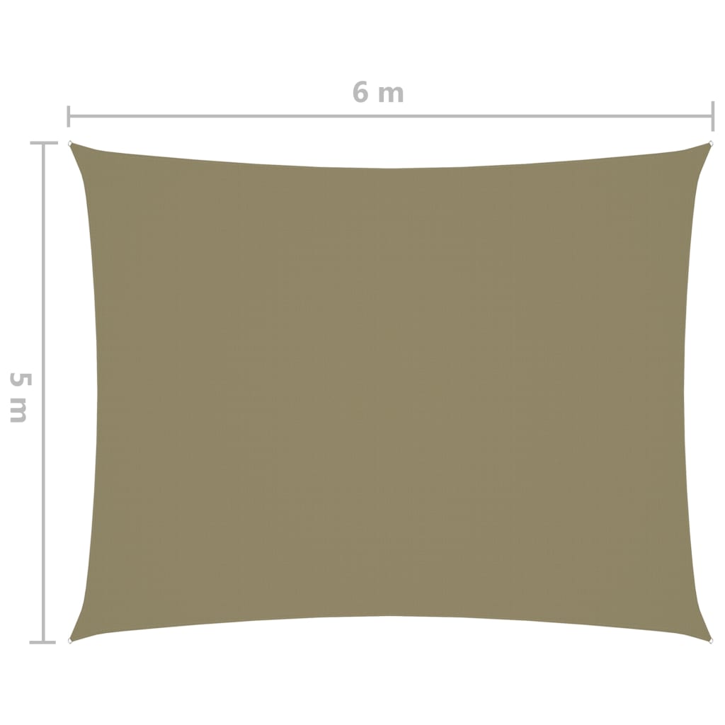 vidaXL oxford-kangast päikesepuri, ristkülikukujuline, 5 x 6 m, beež
