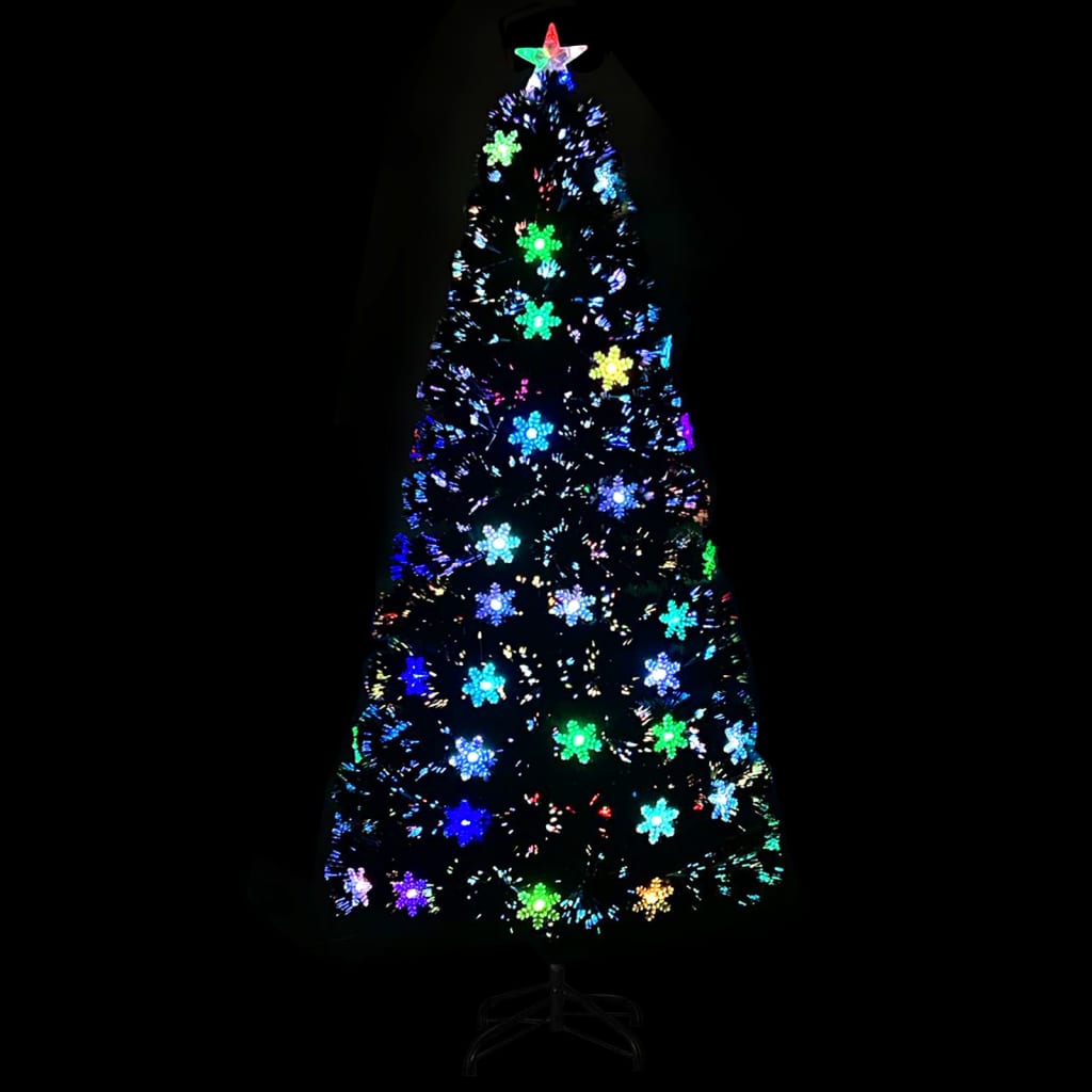 vidaXL kunstkuusk LED-lumehelvestega, must, 150 cm, kiudoptiline