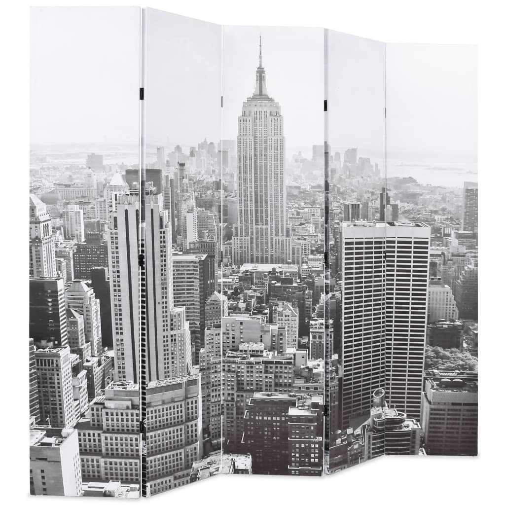 vidaXL kokkupandav sirm 200 x 170 cm, New York, must valge