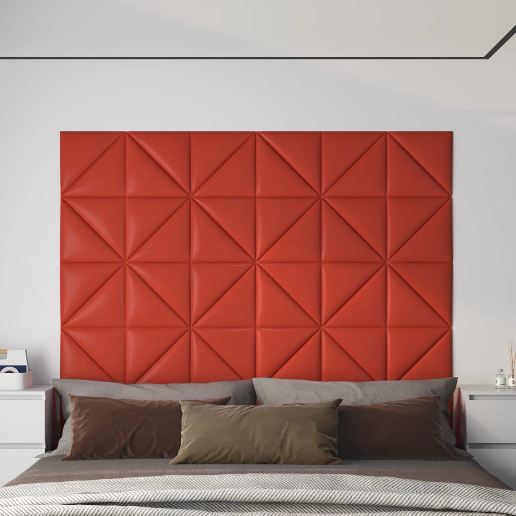 vidaXL seinapaneelid 12 tk, punane, 30 x 30 cm, kunstnahk, 0,54 m²