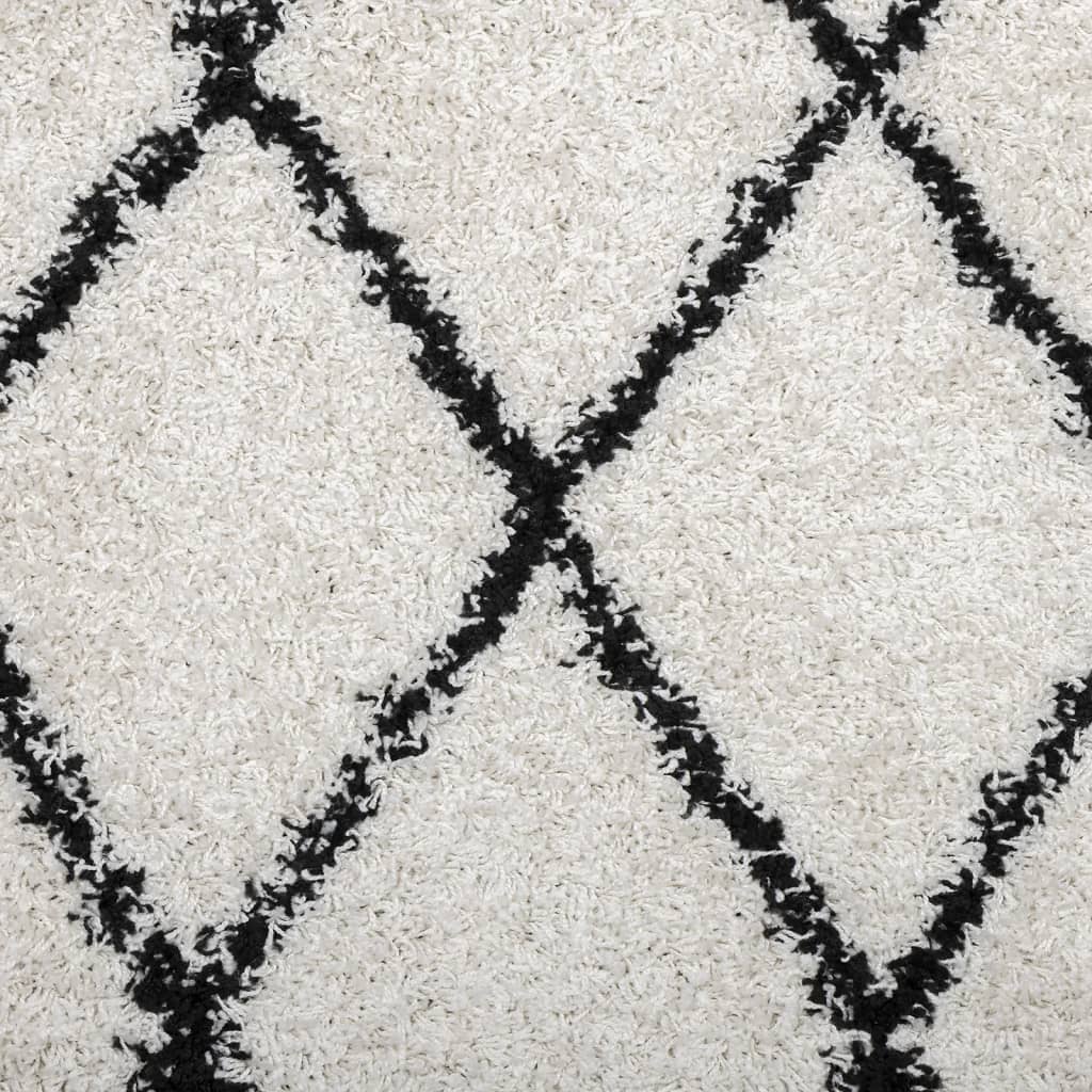 vidaXL kõrge narmaga Shaggy vaip "PAMPLONA", kreemjas/must 240x240 cm