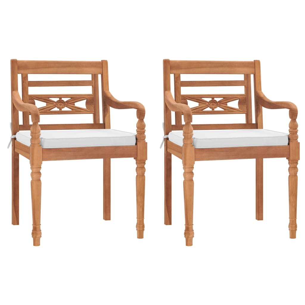 vidaXL bataavia toolid, 2 tk, patjadega, tiikpuu