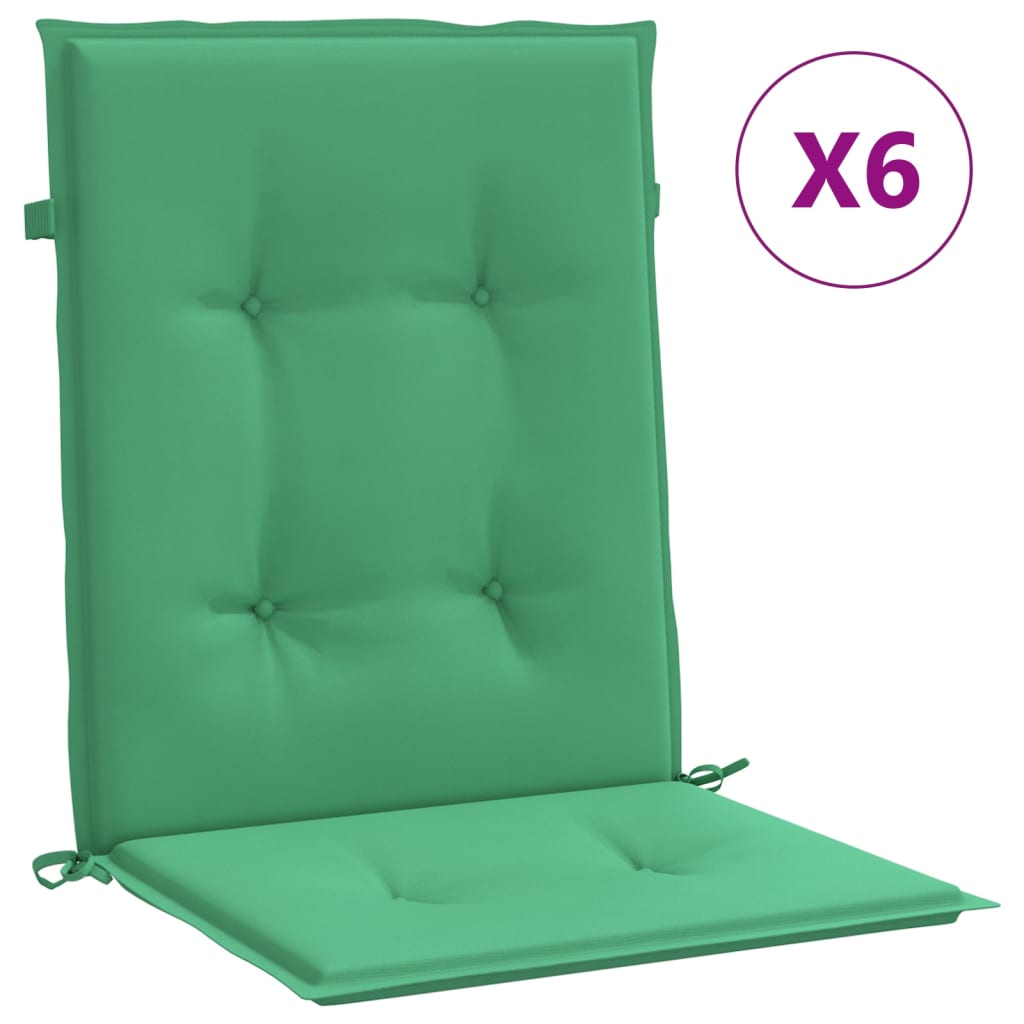 vidaXL madala seljatoega toolipadjad 6 tk, roheline 100x50x3 cm kangas