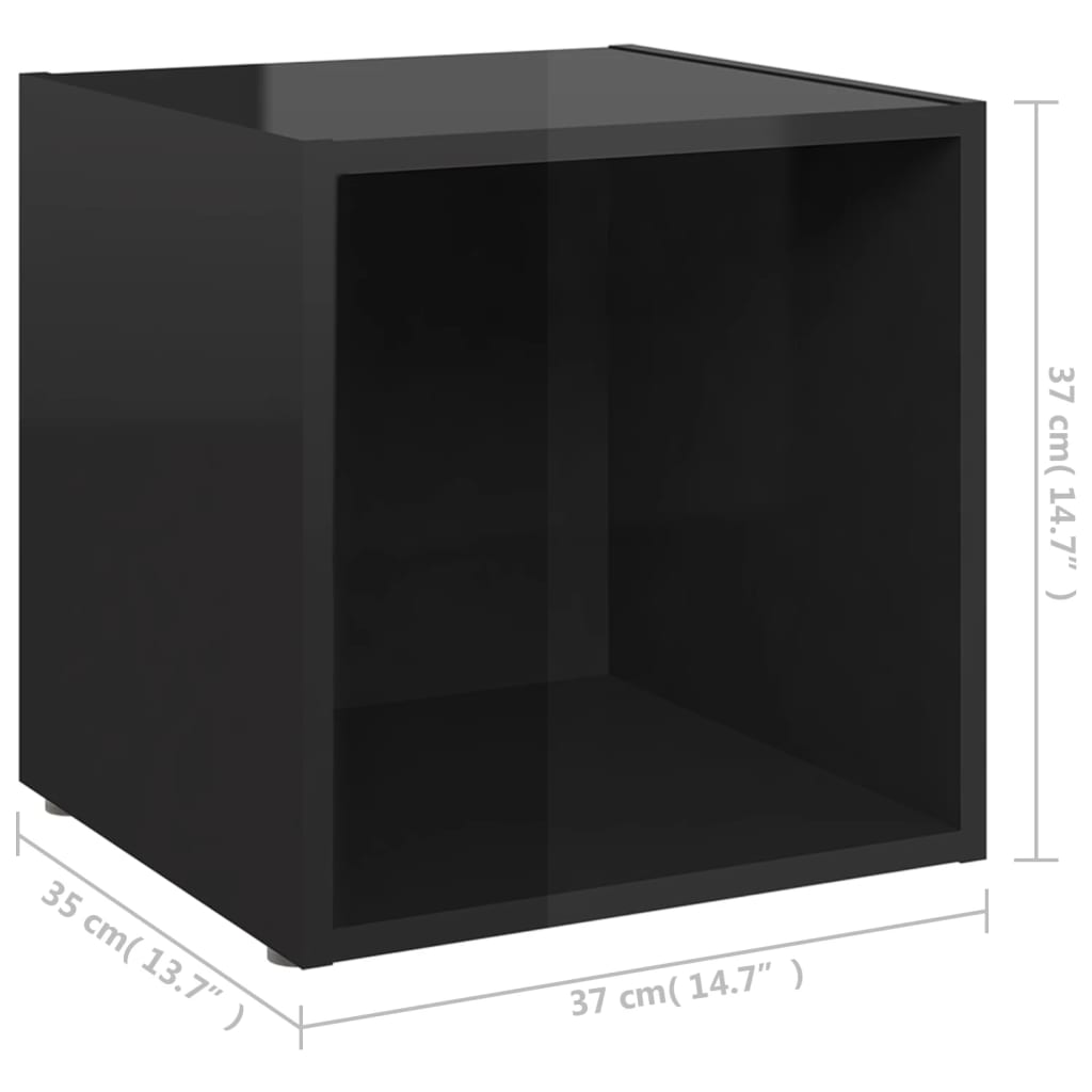 vidaXL telerikapp, kõrgläikega must, 37 x 35 x 37 cm, puitlaastplaat
