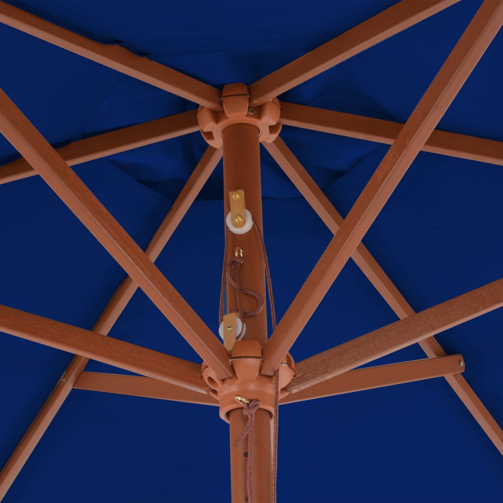 vidaXL päikesevari puidust postiga, sinine, 270 cm