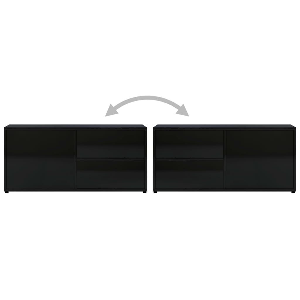 vidaXL telerikapp, kõrgläikega must, 80 x 34 x 36, puitlaastplaat