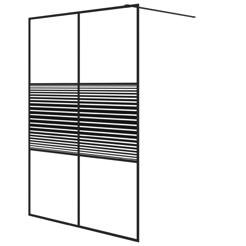 vidaXL dušinurga sein, must, 140 x 195 cm, läbipaistev ESG-klaas