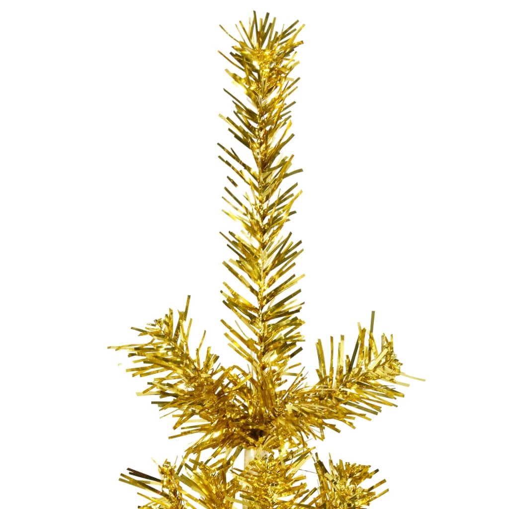 vidaXL kitsas poolik kunstkuusk alusega, kuldne, 210 cm