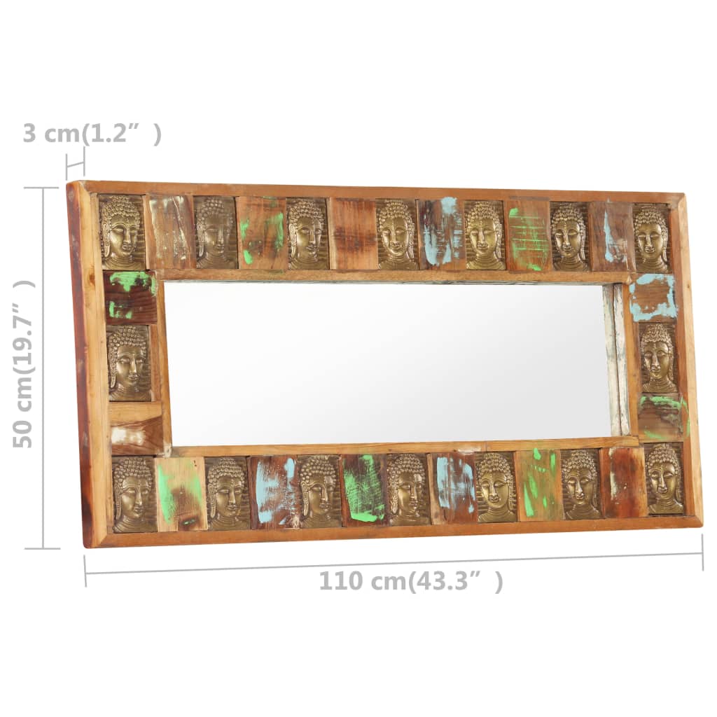 vidaXL peegel Buddha piltidega, 110 x 50 cm, taastatud puit