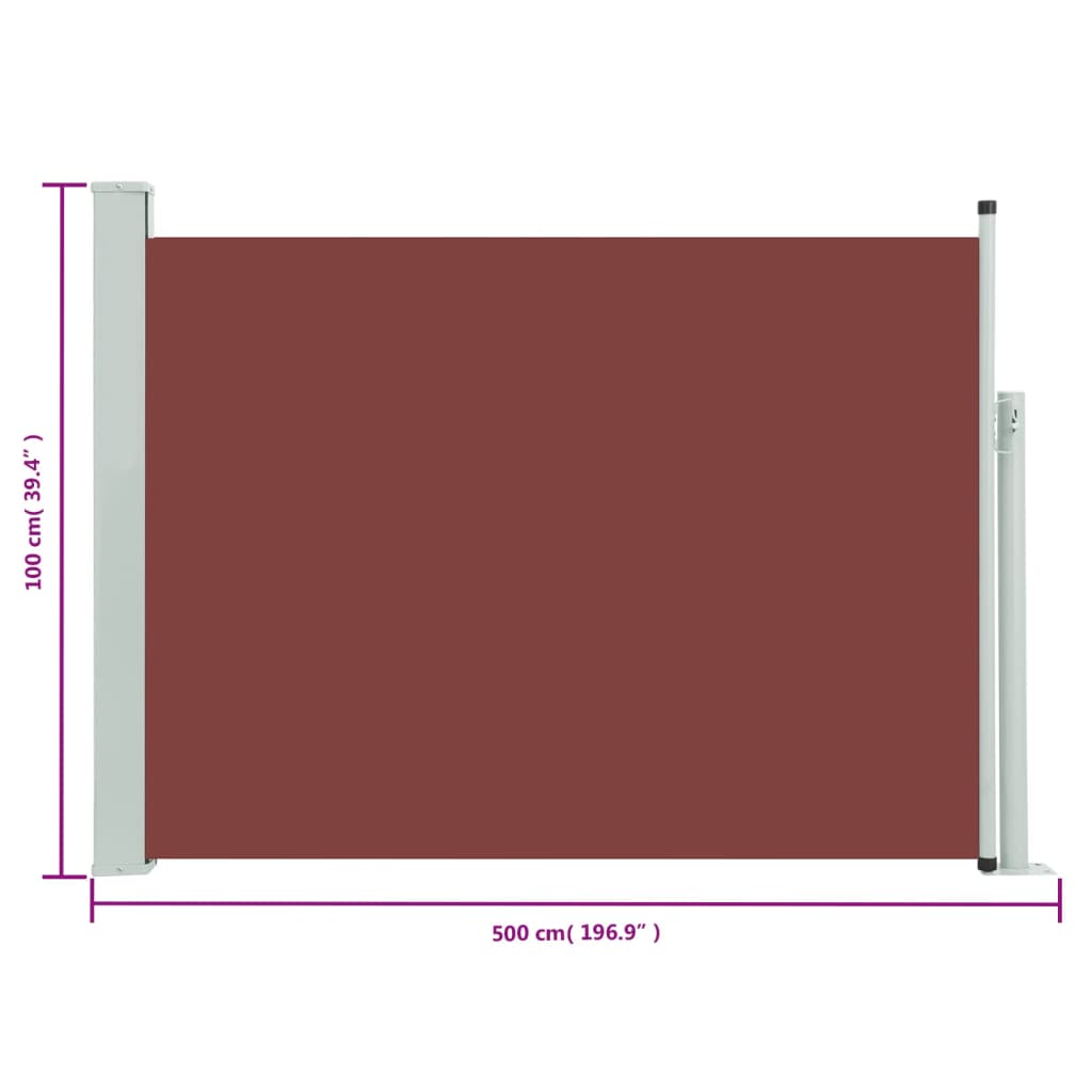 vidaXL lahtitõmmatav terrassi külgsein, 100 x 500 cm, pruun