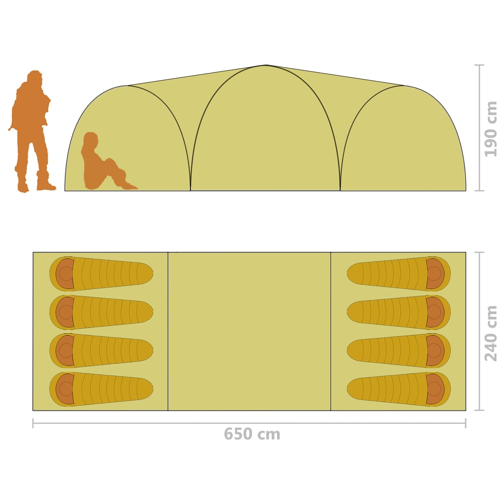 vidaXL iglutelk, 650 x 240 x 190 cm, 8 inimesele, kaitsevärvi