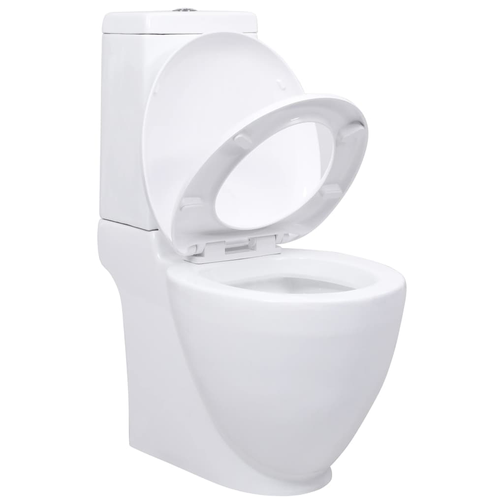vidaXL keraamiline ümar WC-pott alumise veevooluga, valge