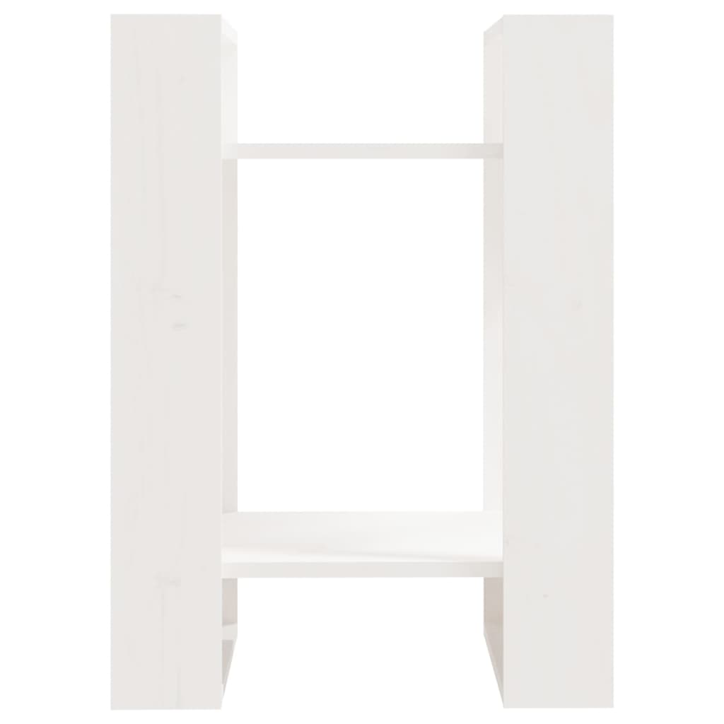 vidaXL raamaturiiul/ruumijagaja, valge, 41 x 35 x 57 cm, täismännipuit