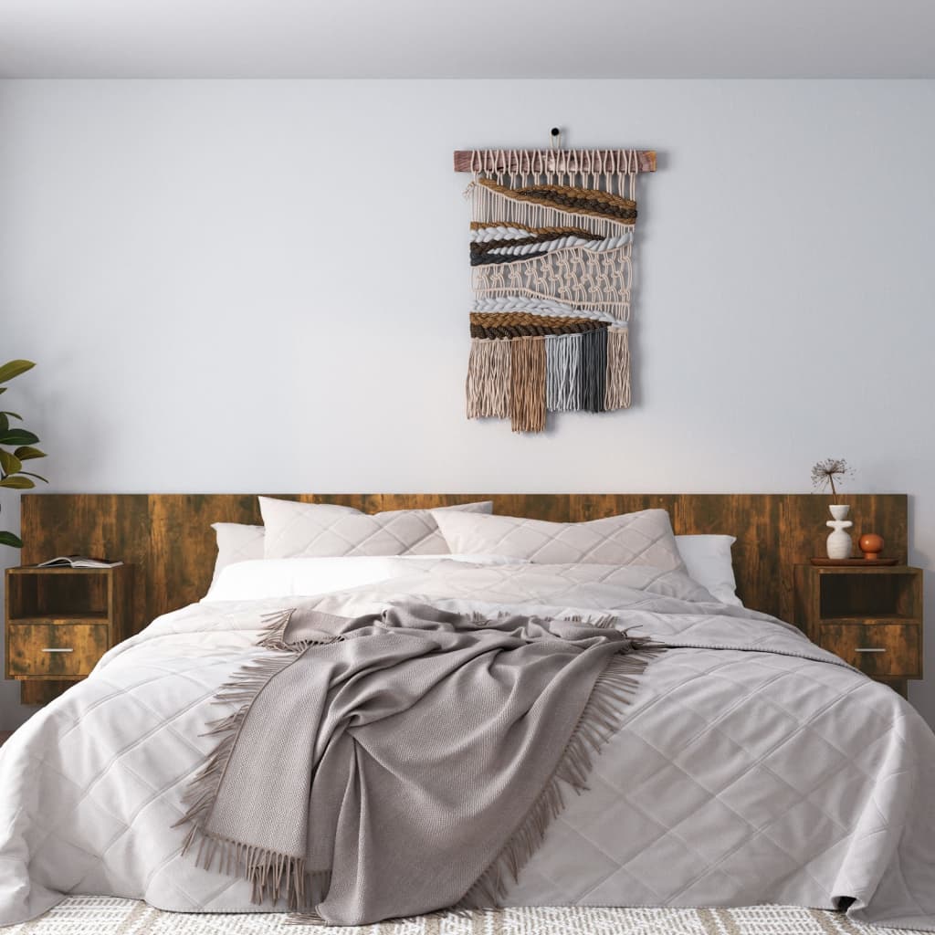 vidaXL voodipeats kappidega, suitsutatud tamm, tehispuit