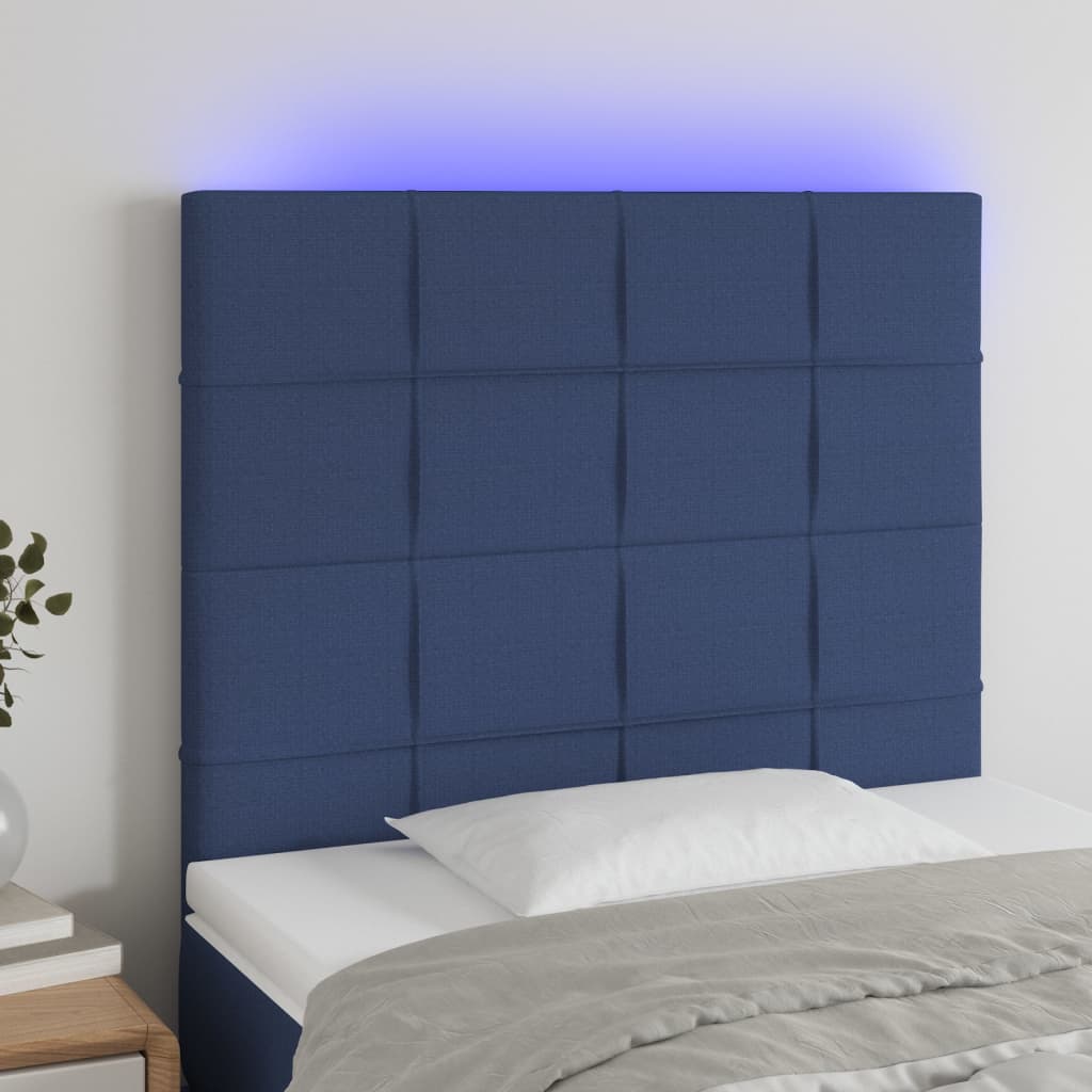 vidaXL LED-voodipeats, sinine, 80x5x118/128 cm, kangas