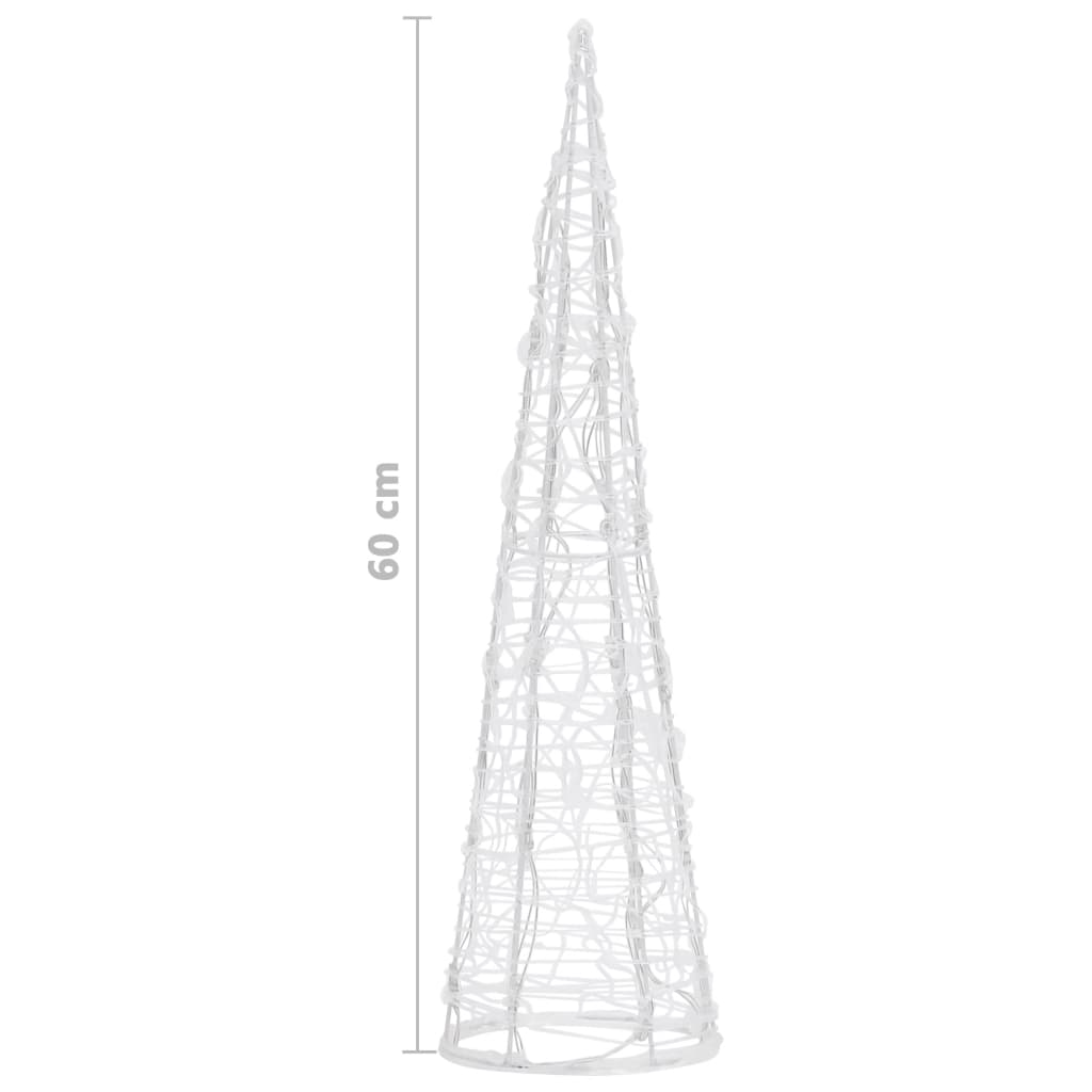 vidaXL akrüülist valguspüramiid, LED-tuli, koonus, külm valge 60 cm