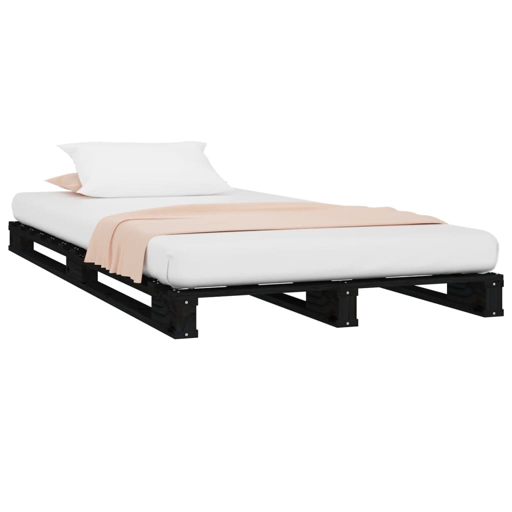 vidaXL kaubaalustest voodi, must, 100 x 200 cm, männipuit