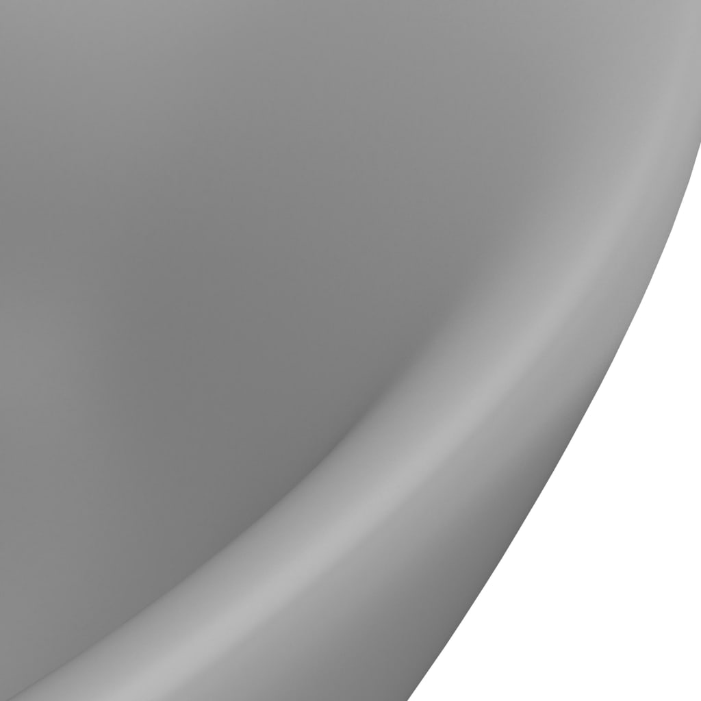 vidaXL valamu ülevooluga, ovaalne matt helehall 58,5x39 cm keraamiline