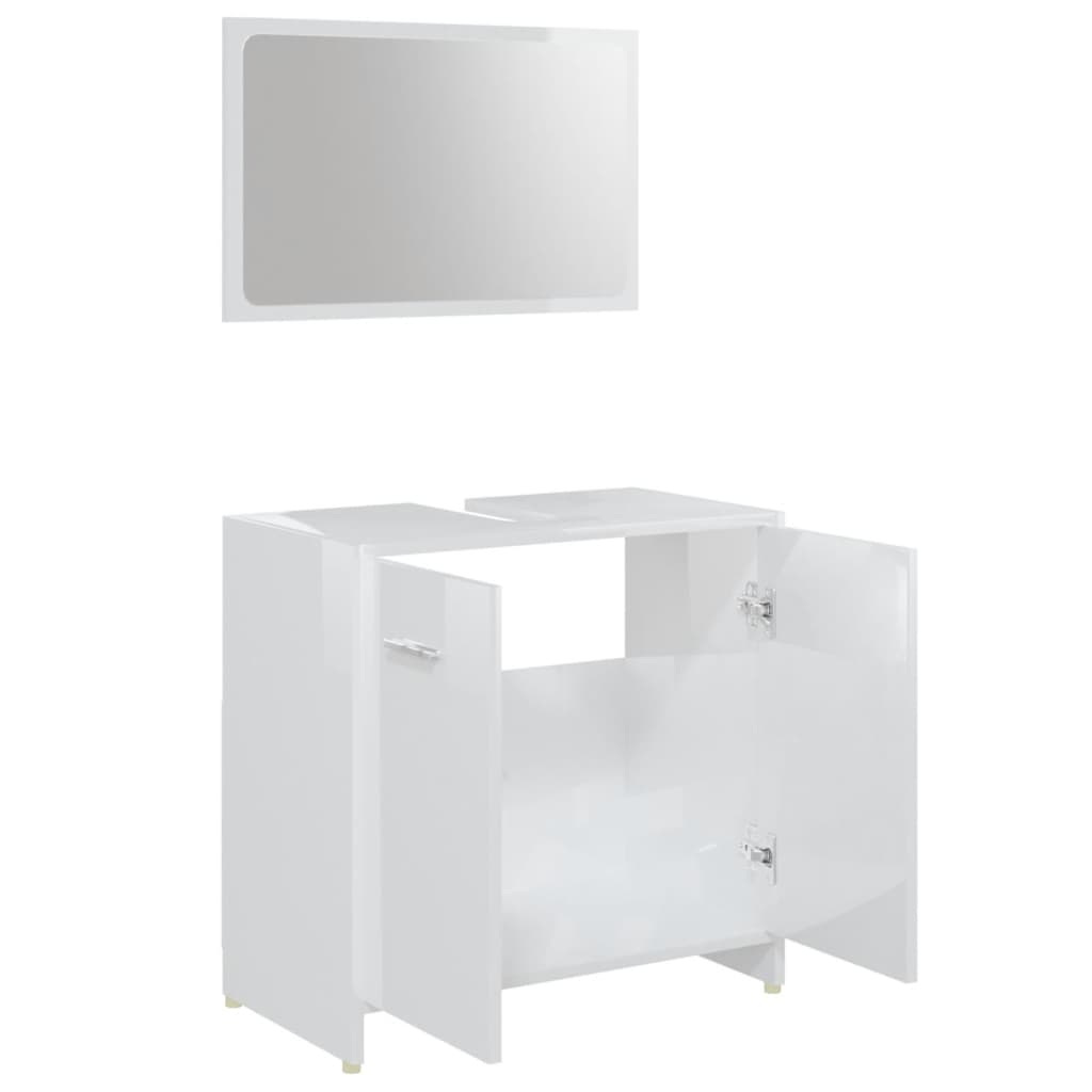 vidaXL 4-osaline vannitoamööbel, kõrgläikega, valge, puitlaastplaat