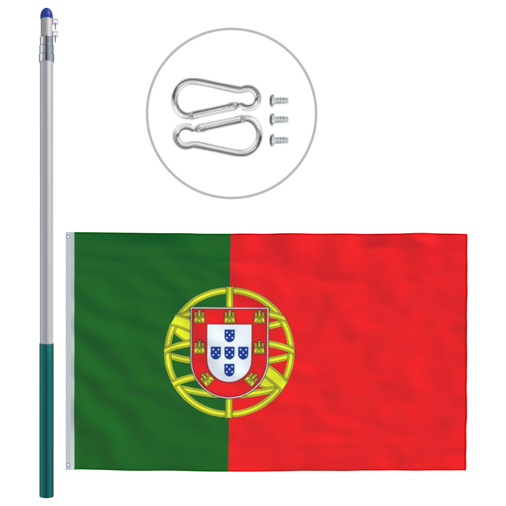 vidaXL Portugali lipp ja lipumast, alumiinium, 6 m