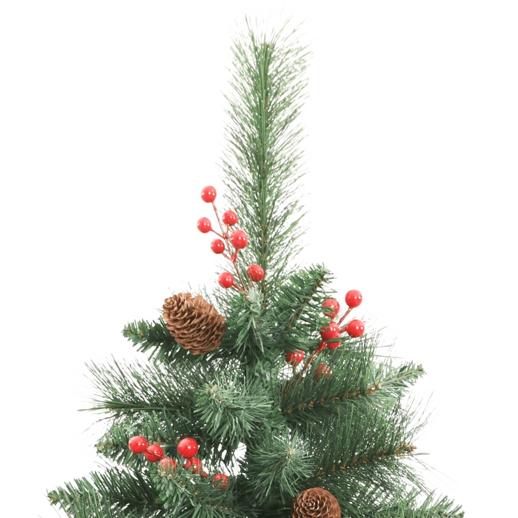 vidaXL kunstlik hingedega jõulupuu männikäbide ja marjadega, 210 cm