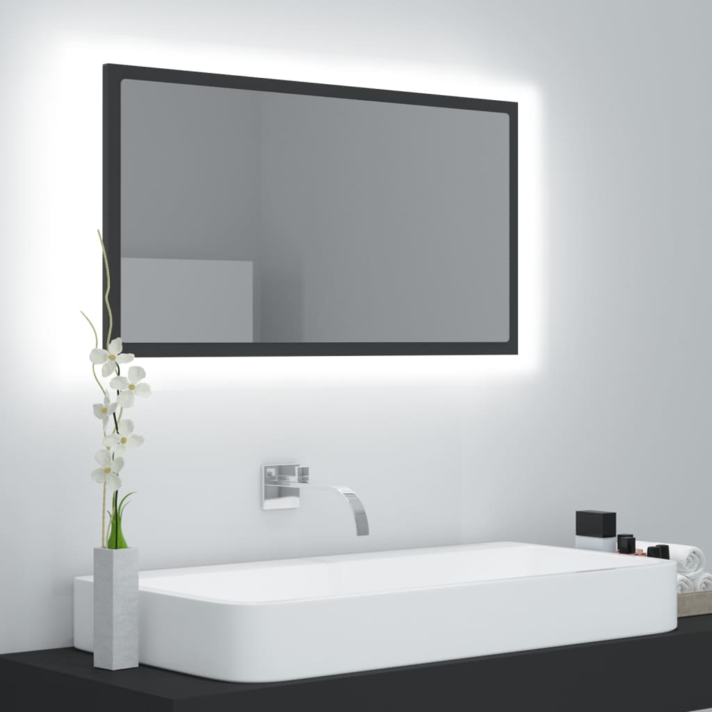 vidaXL LED vannitoa peeglikapp, hall, 80x8,5x37 cm, akrüül