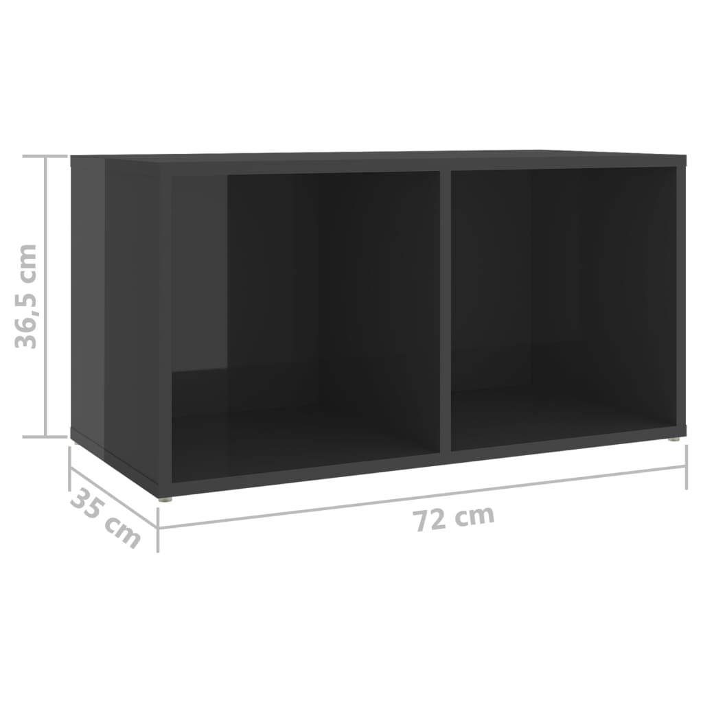 vidaXL telerikapid 2 tk, kõrgläige hall, 72x35x36,5 cm puitlaastplaat