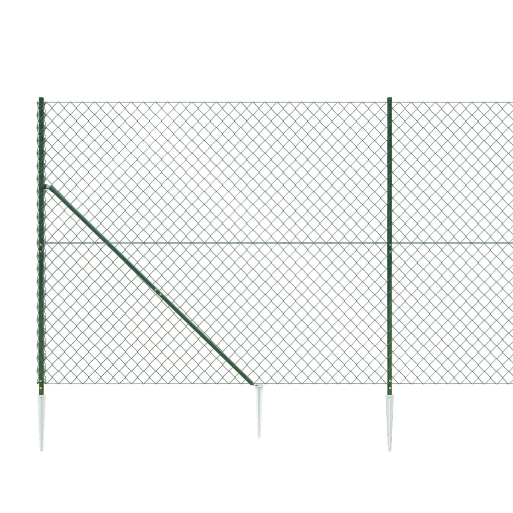 vidaXL võrkaed vaiadega, roheline, 1,4 x 25 m